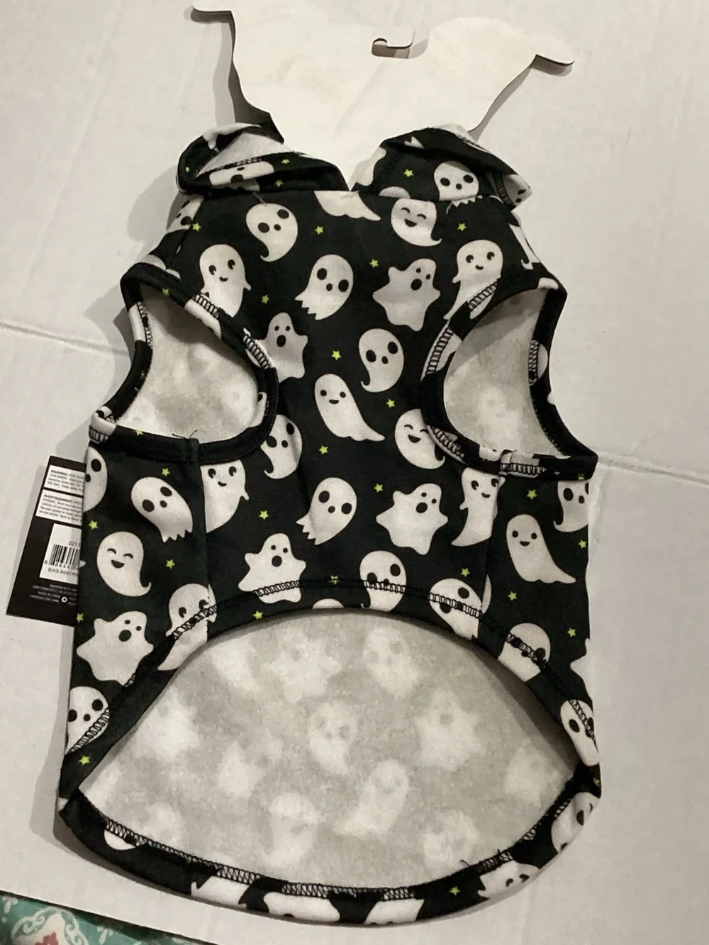 Hoodie with Ghost Print - Black -Dog costume